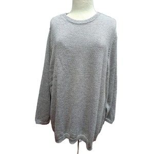 J. Jill Women's Crew Neck Sweater Grey Metallic Glitter Knitwear Top